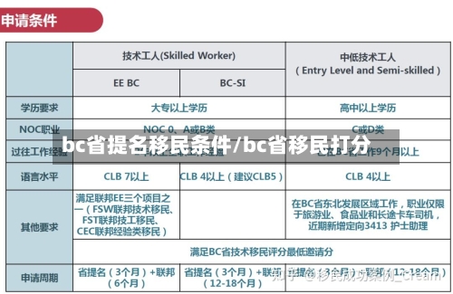 bc省提名移民条件/bc省移民打分