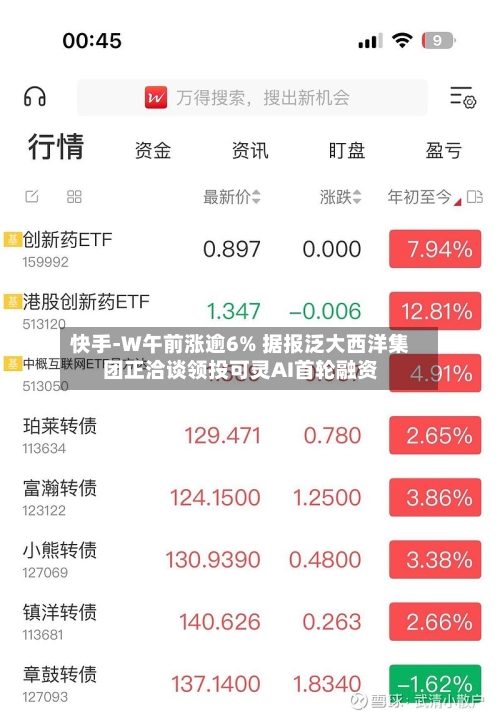 快手-W午前涨逾6% 据报泛大西洋集团正洽谈领投可灵AI首轮融资-第3张图片