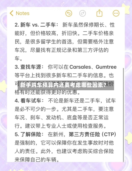 新手购车预算内还要考虑哪些因素?