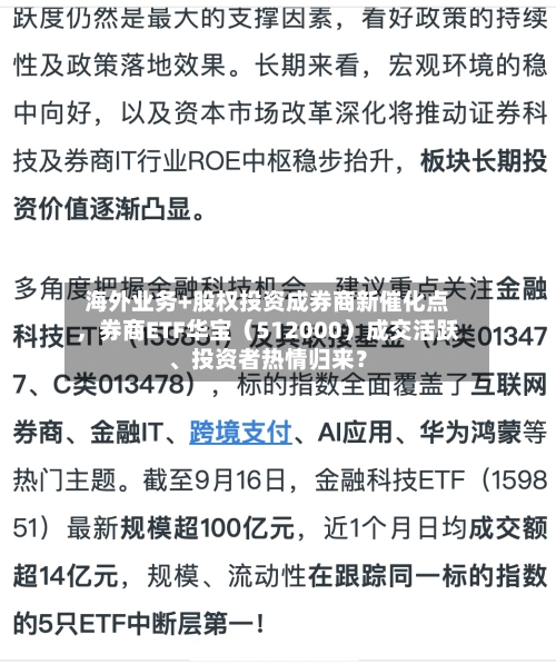 海外业务+股权投资成券商新催化点	，券商ETF华宝（512000）成交活跃	、投资者热情归来？-第2张图片